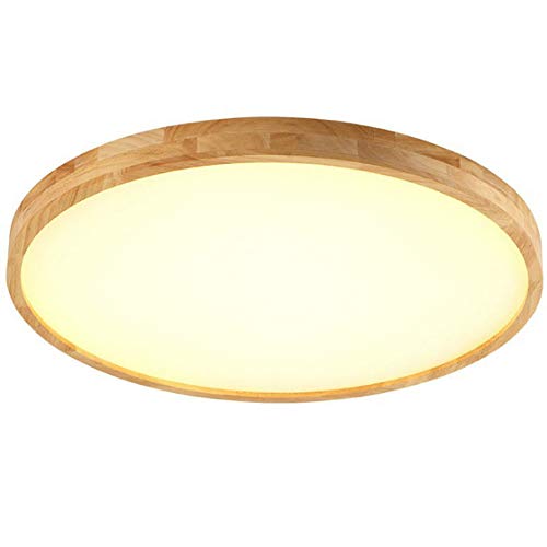 Weiß Deckenleuchte LED Holz Retro Wohnzimmer Schlafzimmer Badezimmer Korridor Modern Deckenlampe Elegante Landhaus Kinderzimmer Büro Lampe Minimalistisch Rund Acryl Lampenschirm (30cm, Dimmbar) von SAIVITT