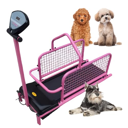SAIYERUS Laufband für Hunde, für kleine Hunde, multifunktionales Heimlaufband für Haustiere, 0,8–6 km/h einstellbar, Laufmaschine für Haustiere für drinnen und draußen, bis zu 80 kg,Pink von SAIYERUS