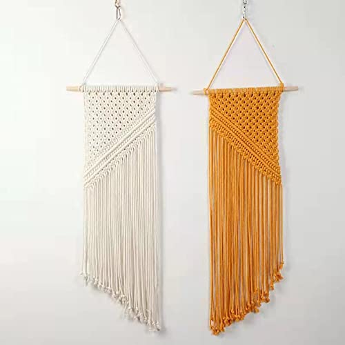 SAJANDAS Makramee Wandbehang Boho Deko Wandteppich 2er Set, Weiß und Gelb Makramee Wandbehang Gewebte Tapisserie Handgefertigte Wohnkultur für Schlafzimmer, Wohnzimmer SAJANDAS Makramee Wandbehang Boho Deko Wandteppich 2er Set, Weiß und Gelb Makramee Wandbehang Gewebte Tapisserie Handgefertigte Wohnkultur für Schlafzimmer, Wohnzimmer von SAJANDAS