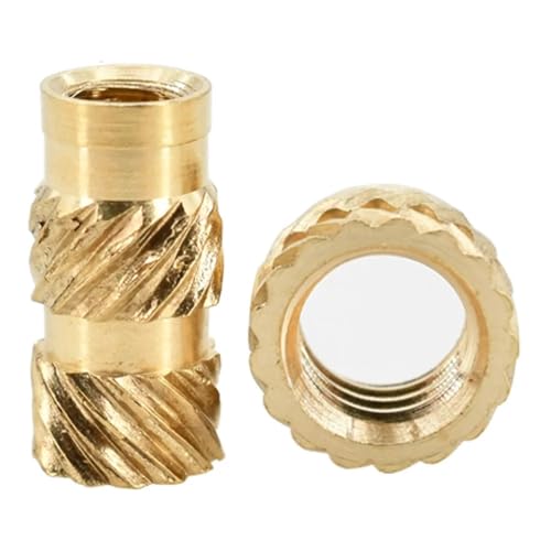 Rändelmuttern aus Messing M2 M2.5 M3 M4 M5 M6 Kupfer-Einsatzmutter Rändelgewinde Heißschmelz-Einbettmuttern Messing-Wärmeeinfügung Laptop 3D-Druckmuttern-Kit, M4x4x6(Style A(100pcs),M2x4x3) von SAJMAKUWLA