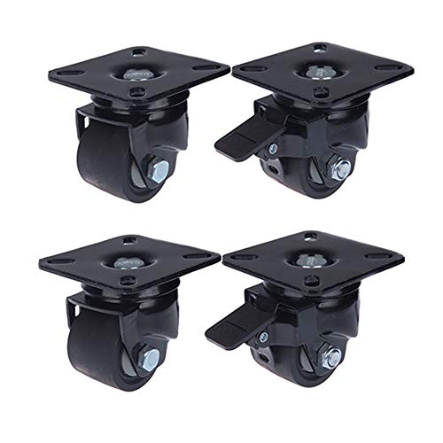 Rollen, Möbelrollen, 2'' 2,5'' 3'' Industriell 300kg-600kg Niedriger Schwerpunkt, leise Nylon-Schwenkplatte mit Bremse for den Transport mechanischer Geräte, Werkbänke, 4 Stück(2.5inch) von SAJMAKUWLA