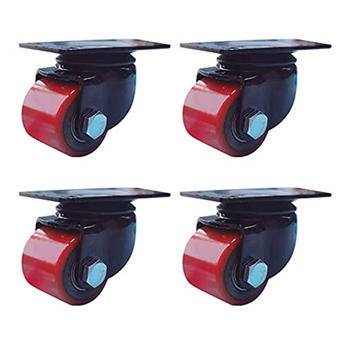 Rollen, Möbelrollen, 2 Zoll 50 mm 1000 kg Geräuscharmes PU mit Bremse Rutschfeste Schwenkplatte for Industrietransport Werkbank Fabrik 4 Stück(2in 4swivel) von SAJMAKUWLA