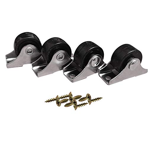Rollen, Möbelrollen, 4 Mini-Möbel 25 mm 1 Zoll leise PU-Räder for Schubladen, kleine Trolley-Boxen, Universal-Radscheibe(Black) von SAJMAKUWLA