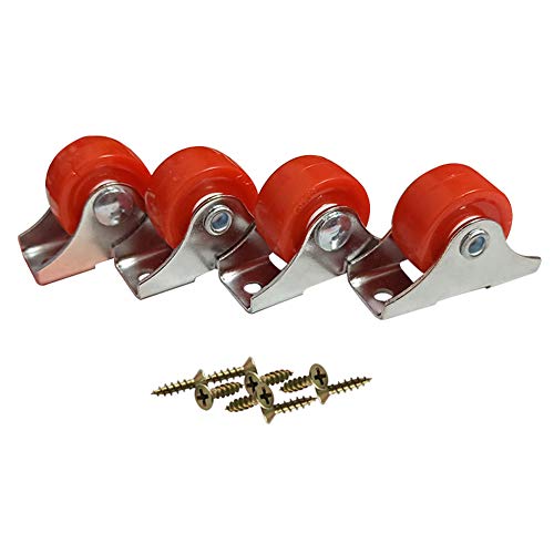 Rollen, Möbelrollen, 4 Mini-Möbel 25 mm 1 Zoll leise PU-Räder for Schubladen, kleine Trolley-Boxen, Universal-Radscheibe(Red) von SAJMAKUWLA