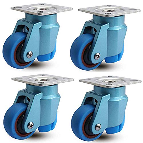 Rollen, Möbelrollen, 4 mit Stützfüßen 50 mm 2 Zoll Horizontale Einstellung Schwenkräder for den Industrietransport 800 kg pro Gruppe Geräuscharme Nylon-/Gummiplatte for das Krankenhaus(Blue TPR) von SAJMAKUWLA