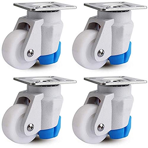 Rollen, Möbelrollen, 4 mit Stützfüßen 50 mm 2 Zoll Horizontale Einstellung Schwenkräder for den Industrietransport 800 kg pro Gruppe Geräuscharme Nylon-/Gummiplatte for das Krankenhaus(White nylon) von SAJMAKUWLA