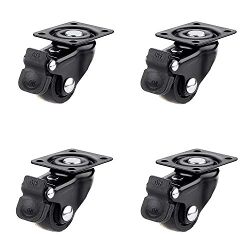 Rollen, Möbelrollen, Räder, 1 Zoll, robust, 100 kg, leises Gummi, mit Bremse, Schwenkplatte for Tisch, Schreibtisch, Wagen, Babybett, Kinderbett, 4 Stück(1in 4brake) von SAJMAKUWLA