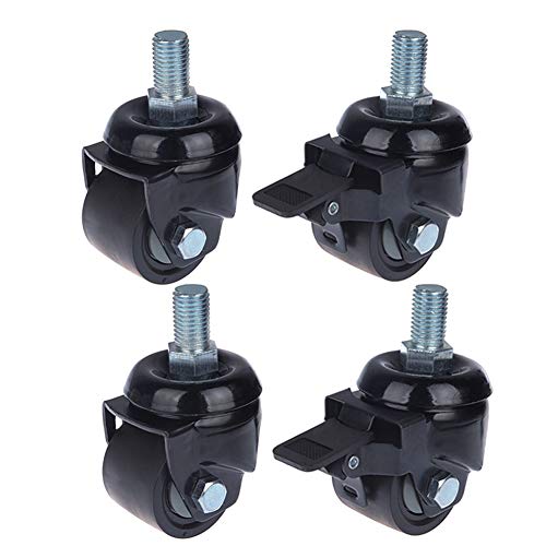 Rollen, Möbelrollen, Räder 2'' 2,5'' 3'' Schwerlastgewinde M16 Industriell 300kg-600kg Niedriger Schwerpunkt Geräuscharmer Nylon-Drehgelenk mit Bremse 4(2inch) von SAJMAKUWLA