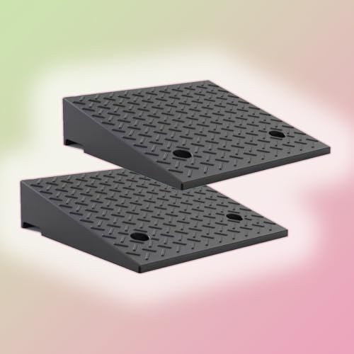 Rollstuhlrampe, 2 Pcs Heavy Duty Cars Driveway Ramps Loading Ramp For Garage Dock Warehouse(H 5CM/2") von SAJMAKUWLA