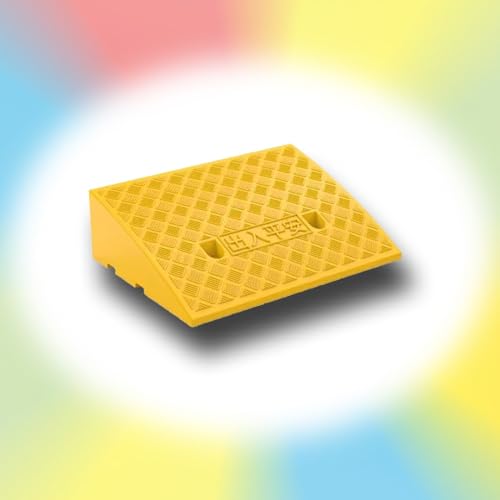 Rollstuhlrampe, Rubber Doorway Threshold Ramp, Heavy Duty Driveway Shed Ramps Loading Ramp For Sidewalk Garage(Yellow,50x37x16 cm) von SAJMAKUWLA
