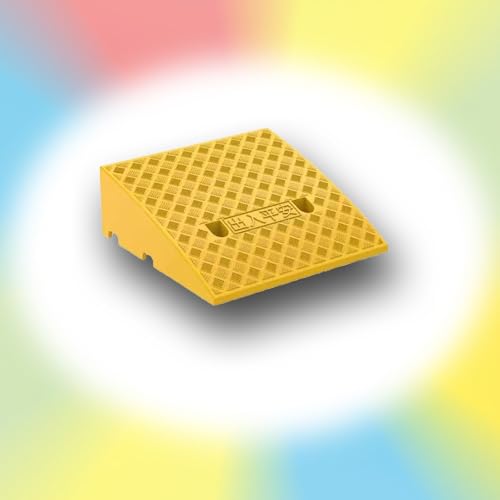 Rollstuhlrampe, Rubber Doorway Threshold Ramp, Heavy Duty Driveway Shed Ramps Loading Ramp For Sidewalk Garage(Yellow,50x50x18 cm) von SAJMAKUWLA