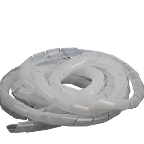 Spiralschlauch-Kabelschutz, OD 4mm-20mm Spirale Verpackung Rohr Weiß Schwarz Draht Organizer(White,4mm x 17 Meter) von SAJMAKUWLA