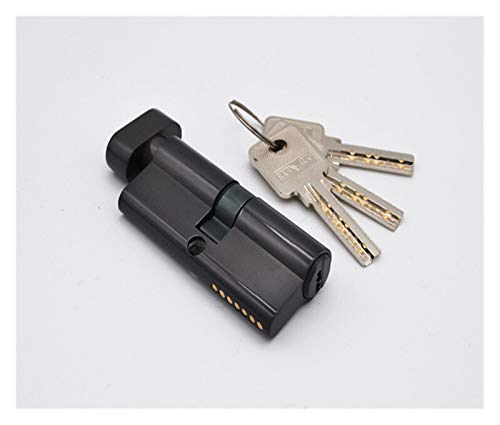 Zylinderschloss, 70 mm Türschlosszylinder aus schwarz verchromtem Messing mit 3 Computerschlüsseln, Diebstahlschutz-Sicherheitszylinder for Zuhause Knöpfen(Black) von SAJMAKUWLA