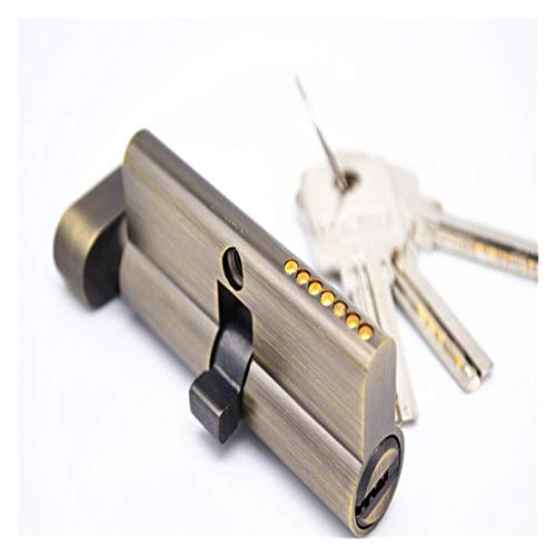 Zylinderschloss, 70 mm schwarzer Messing-Türschlosszylinder mit 3 Messing-Computerschlüsseln, Diebstahlschutz-Heimsicherheitszylinder Knöpfen(A 70mm) von SAJMAKUWLA