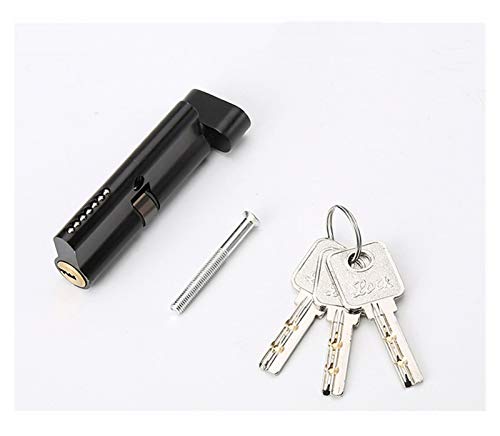 Zylinderschloss, Türschlosszylinder for Innentüren aus Holz mit 3 Schlüsseln, Höhe 29 mm, Länge 70, Zinklegierung, eine Seite geöffnet, schwarz-goldener Schließzylinder(Black) von SAJMAKUWLA