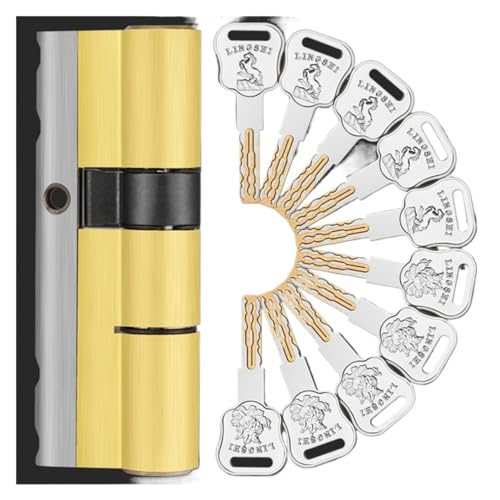 Zylinderschloss, mit 10 Schlüsseln Grade Lock Ersatz Sicherheits-Eingangstürschlosszylinder(A37.5 B62.5 L100mm) von SAJMAKUWLA