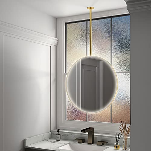 Moderner, runder Spiegel in Gold zum Aufhängen an der Decke | Kosmetikspiegel, großer runder Wandspiegel | Dekorativer Hängespiegel mit Metallrahmen und an der Decke montiertem Ausleger (Grö Moderner, runder Spiegel in Gold zum Aufhängen an der Decke | Kosmetikspiegel, großer runder Wandspiegel | Dekorativer Hängespiegel mit Metallrahmen und an der Decke montiertem Ausleger (Grö von SAJMN