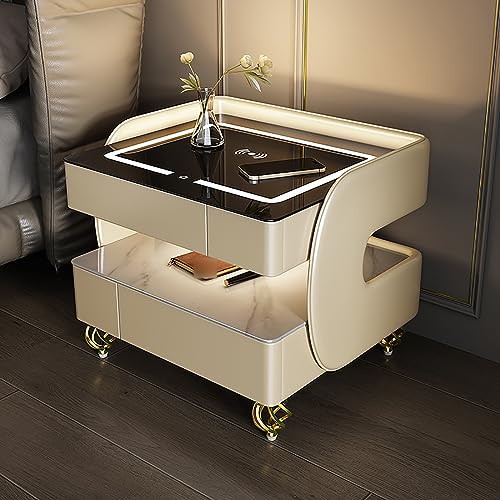 Moderner multifunktionaler Nachttisch, innovativer intelligenter Nachttisch mit kabelloser Aufladung, Nachttisch für das Heimschlafzimmer, stark belastbar, leicht zu reinigen, geeignet für W von SAJMN