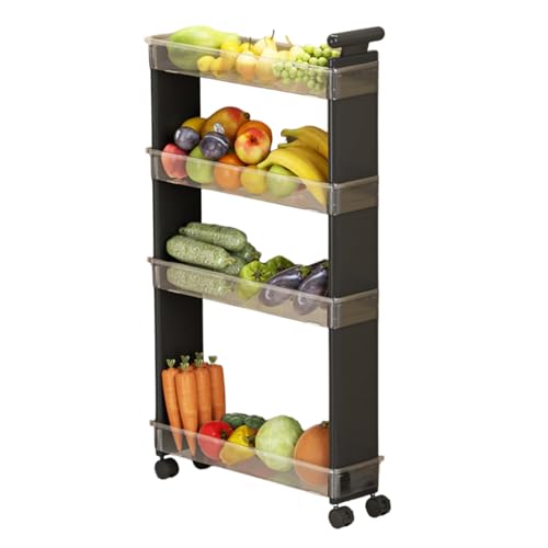 Küchenwagen schmal Trolley Schlafzimmer Multifunktionaler Nischenregal Geeignet für Wohnzimmer Büro Waschküchen Bad Aufbewahrungswagen Platzsparend(Black) von SAKDAK