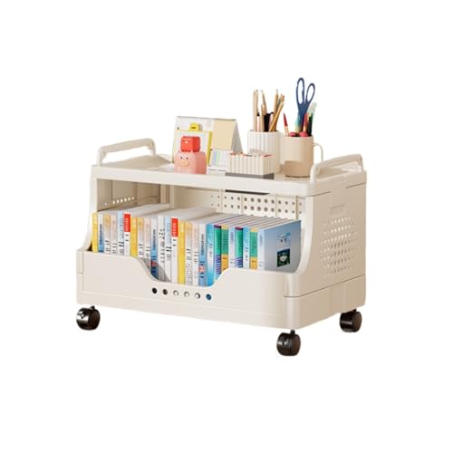 SAKDAK Multifunktionaler Aufbewahrungswagen Schlafzimmer 360°-Rollwagen aus Kunststoff auf Rädern Büro for Wäscherei Küche Wohnzimmer Tragbares platzsparendes Geländer gegen Herunterfallen(2layer) von SAKDAK