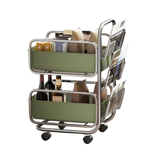 SAKDAK Rollwagen Schlafzimmer Multifunktionaler Nischenregal Aufbewahrungswagen Platzsparend Für Geeignet Wohnzimmer Küchen Büro Waschküchen Zeitschriftenständer(Green) von SAKDAK