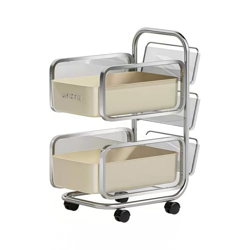 SAKDAK Rollwagen Schlafzimmer Multifunktionaler Nischenregal Aufbewahrungswagen Platzsparend Für Geeignet Wohnzimmer Küchen Büro Waschküchen Zeitschriftenständer(White) von SAKDAK