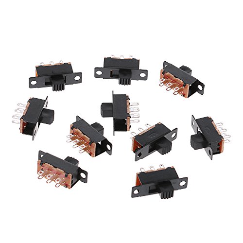 SAKEIOU 10 Stück SS22F32 6 Pins 2 Positionen DPDT On/On Mini-Schiebeschalter 0,5 A Kippschalter SS22F32-Schiebeschalter Gezeigt von SAKEIOU