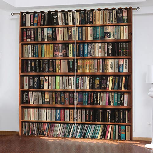 3D Druckmuster Für Bücherregale Druck Muster Vorhang Blickdicht - 2 Stücke Gardinen Mit Ösen, Vorhänge Wärmeisolierend Schallschutz Für Schlafzimmer Wohnzimmer Küche Kinderzimmer 200X160cm (BxH) von SAKKAI