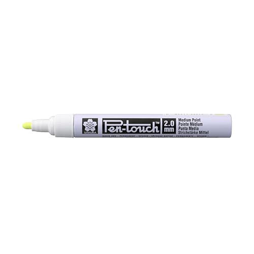 SAKURA Pen-Touch Medium Fluoreszierendes Gelb - schreibt auf verschiedenen Oberflächen - ideal für den industriellen Einsatz - 2 mm Strichbreite - Aluminium Schaft von SAKURA