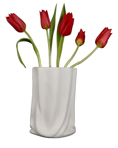 Vase weiß - Vasen Deko - Tulpenvase - Blumenvase - kleine Vase 20 cm - Keramik Vase - Moderne Deko - Tischdeko Esstisch - Deko Wohnzimmer von SALABAS