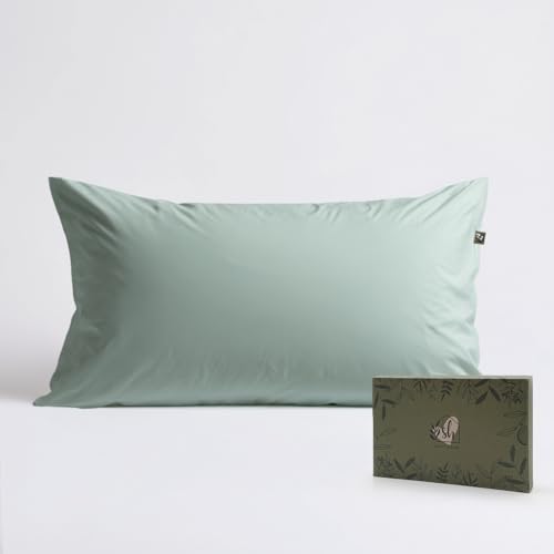Kissenbezug 40 x 80cm, 400TC 100% Baumwolle, Superweicher Premium Kopfkissenbezug Kissenhülle Ägyptische Extra-Langstapeliger Bettkissenbezug Pillowcase (Mint Green mit Reißverschluss, 40 x 80 cm x 1) von SALAD HOUSE