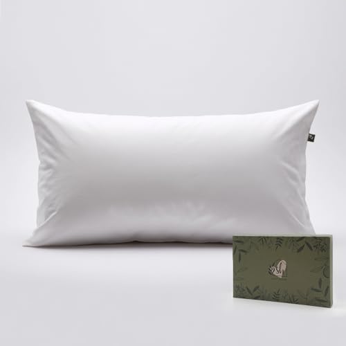 SALAD HOUSE Kissenbezug 40 x 80cm, 400TC 100% Baumwolle Satin, Superweicher Kopfkissenbezug Kissenhülle Ägyptische Extra-Langstapeliger Bettkissenbezug Pillowcase (Pearl White mit Reißverschluss) von SALAD HOUSE