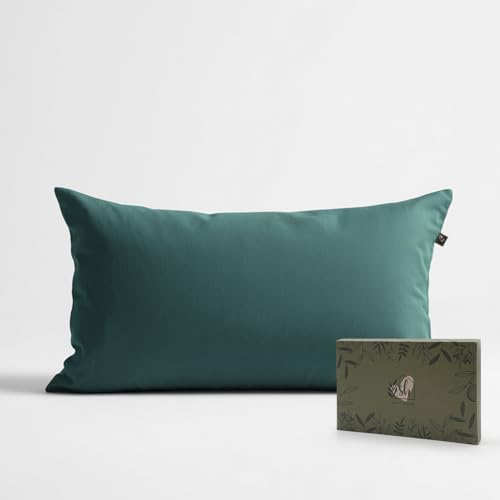 SALAD HOUSE Kissenbezug 40 x 80cm, 400TC 100% Baumwolle, Superweicher Premium Kopfkissenbezug Kissenhülle Ägyptische Extra-Langstapeliger Bettkissenbezug Pillowcase (Forest Green mit Reißverschluss) von SALAD HOUSE