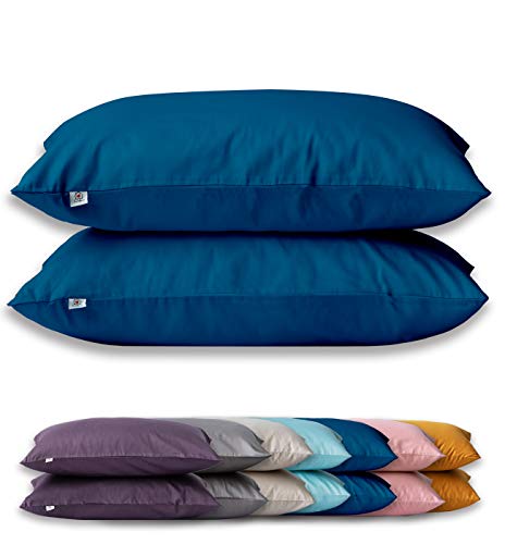 SALAD HOUSE Kissenbezug 40 x 80cm 2er Set Blau, 400TC 100% Baumwolle, Superweicher Premium Kopfkissenbezug Kissenhülle Ägyptische Extra-Langstapeliger Bettkissenbezug Pillowcase von SALAD HOUSE