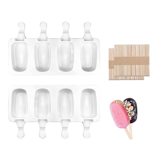 2 Eisformen Silikon, Eisförmchen mit 100 Holzstielen Stiel, Popsicle Molds Set, Eiscreme form Cake Pop Ice Lolly Mould Eis Selber Machen Dessertform von SALADOCY