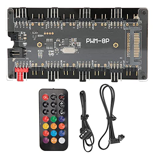ARGB Controller argb controller fernbedienung PWM+ARGB Zwei in einem Gehäuse Lüfter Hub, 8 5 V3 Pin ARGB HUB, 8 4Pin Lüfter Ports, mit 21 Key Fernbedienung Controller per ventole von SALALIS