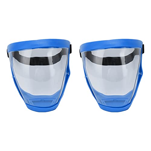 SALALIS 2PCS Super Protective Face Transparent Shield Anti Fog Full Face Safety Shield mit Filter Wattepads Unisex All Inclusive Gesichtsschutz mit Abnehmbarem Filter(Erwachsener blau weiß) von SALALIS