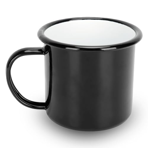 SALALIS Emaille Tasse, Kaffeetasse 8cm 350ml Korrosionsbeständigkeit Praktisch zum Trinken(Schwarz) von SALALIS