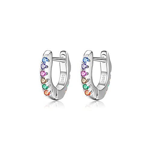 925 Sterling Silber Bunte Zirkone Tiny Kleine Creolen Für Mädchen Frauen Türkis Irring Fine Statement Schmuck von SALAN