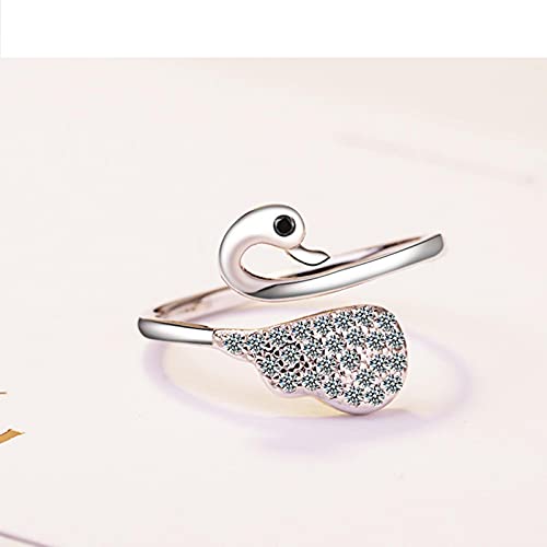 925 Sterling Silber Eleganter Schwan Glänzender Zirkon Offener Ring Für Frauen Mode Hochzeitsschmuck Geschenke von SALAN