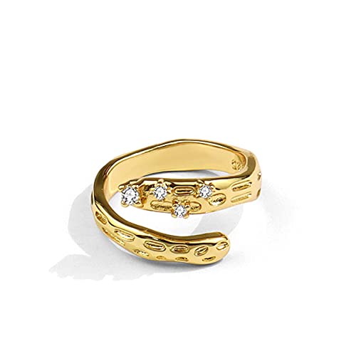 925 Sterling Silber Ringe Für Frauen Umarmung Form Gold Farbe Vintage Hochzeit Trendy Schmuck Große Verstellbare Antike Ringe von SALAN