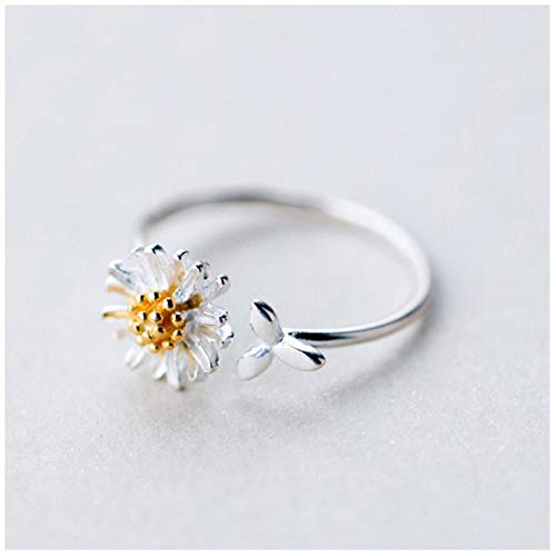 925 Sterling Silber Schmuck Einstellbare Niedliche Kleine Gänseblümchen Blumen Ringe Frauen Party Tägliche Tragen Zubehör Geschenk von SALAN