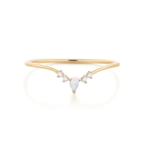 Elegante Opalkristalle V-Form Goldringe Für Frauen Ring Schmuck 925 Sterling Silber Karriere Fingerring Ehering von SALAN