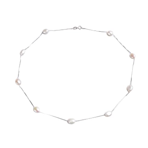 SALAN Barocke Naturperlenkette Für Frauen Mit 925 Sterling Silberkette 6-7mm Süßwasserperlen Modeschmuck 45cm SALAN Barocke Naturperlenkette Für Frauen Mit 925 Sterling Silberkette 6-7mm Süßwasserperlen Modeschmuck 45cm von SALAN