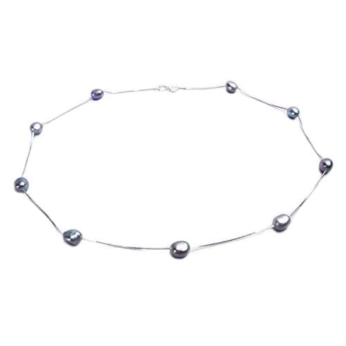 SALAN Barocke Naturperlenkette Für Frauen Mit 925 Sterling Silberkette 6-7mm Süßwasserperlen Modeschmuck 45cm von SALAN