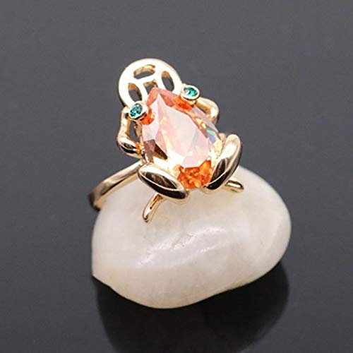 SALAN Citrine Goldene Kröte Frosch Open Ring Licht Luxus Sparkle Einzigartige Vergoldete Handwerk Charme Frauen Marke Schmuck von SALAN