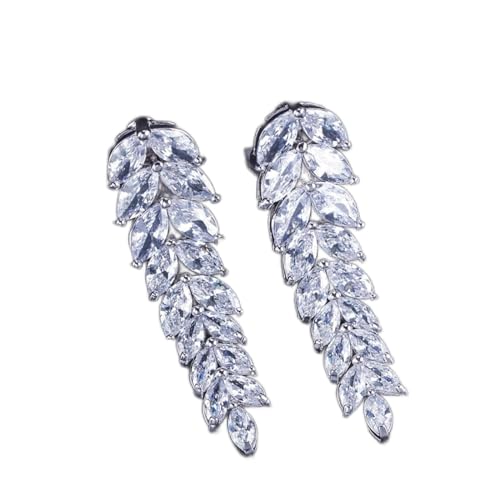 SALAN Elegante Baumelnde Tropfenblatt-Blatt-zirkonia-Lange No-Hole-Clip An Ohrringen Schmuck Ohne Ohrlöcher von SALAN