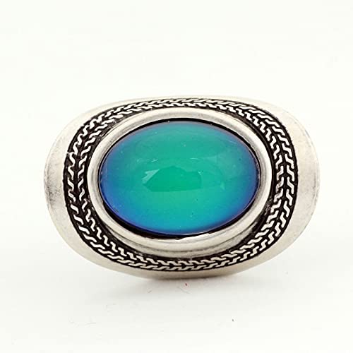 SALAN Hochwertiger Vintage Farbwechsel Stimmungsring Oval Emotion Wechselbarer Ring Temperaturregelring Für Männer von SALAN