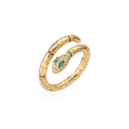 SALAN Mode Gold Farbe Schlangenring Für Frauen Mädchen Verstellbare Exquisite Glänzende Zirkonia Fingerring Hochzeitsschmuck Geschenk von SALAN