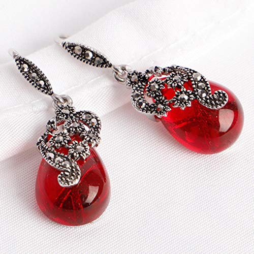 Vintage 925 Silber Ohrringe Wassertropfen Form Smaragd Rubin Edelsteine ​​schmuck Ornamente Frauen Ohrringe Hochzeit von SALAN
